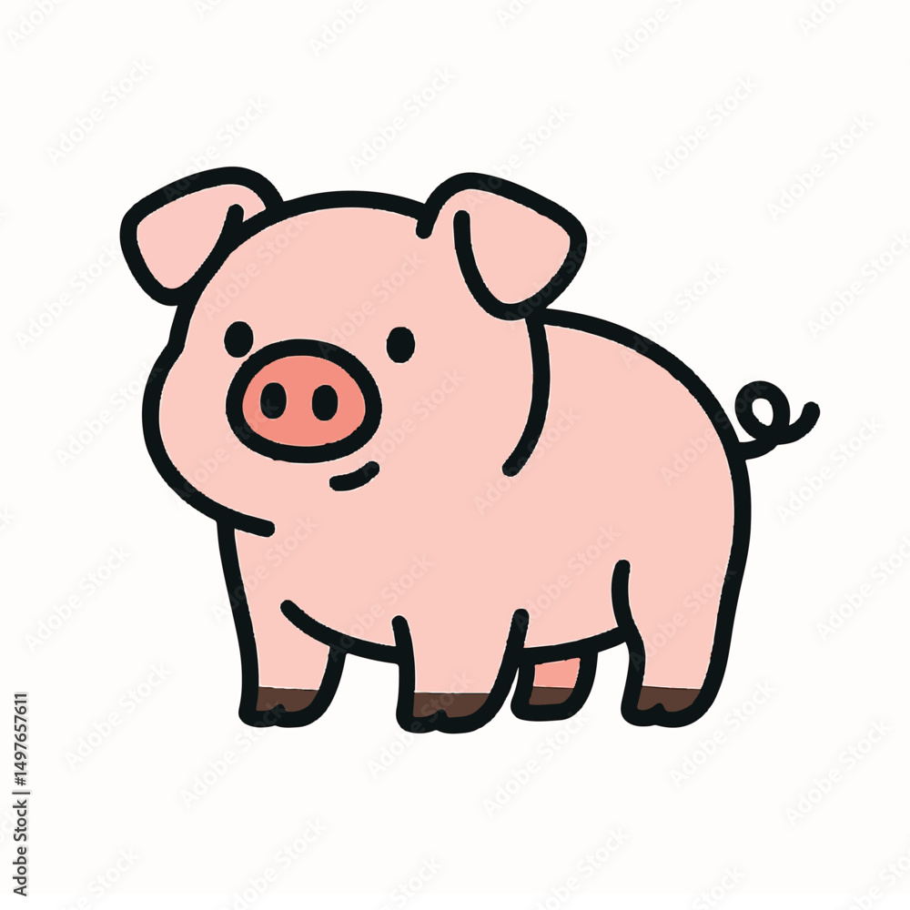 cute pig pink with white background cute pig pink with white background