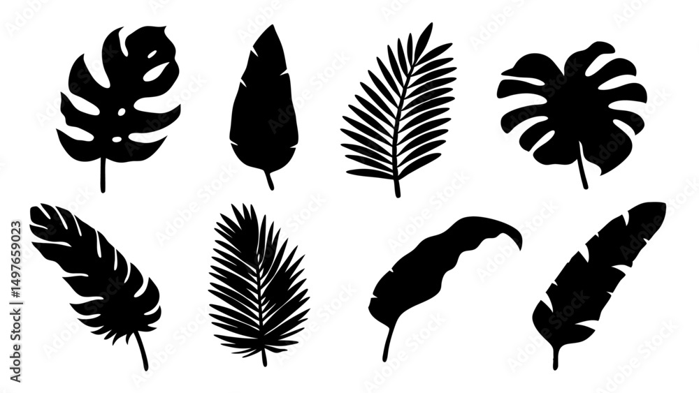 silhouette tropical leaves in vector silhouette tropical leaves in vector