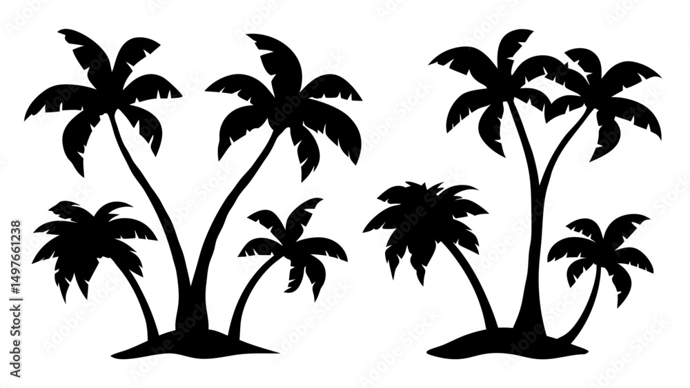 Fototapeta premium Set of plam tree silhouette