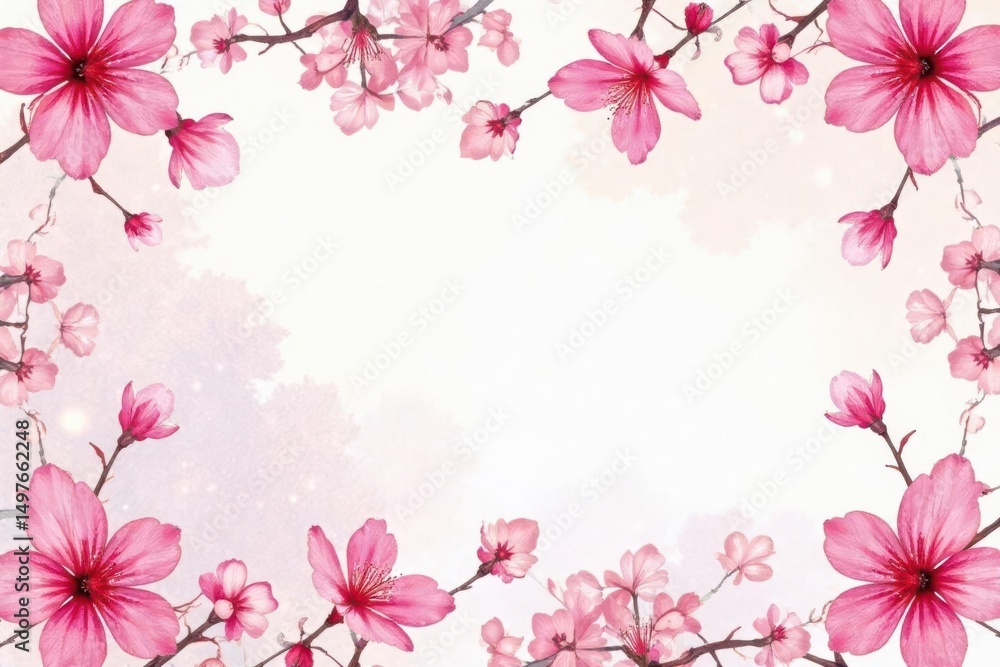 Fototapeta premium Soft watercolor sakura, repeating floral motif , fabric, texture