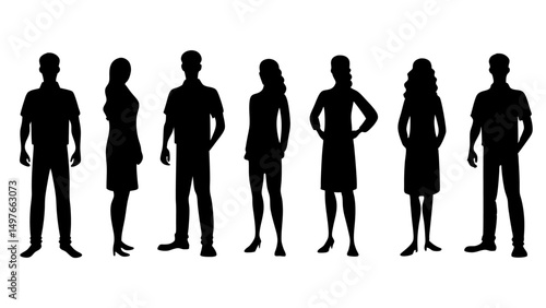 set of a group of standing business people
