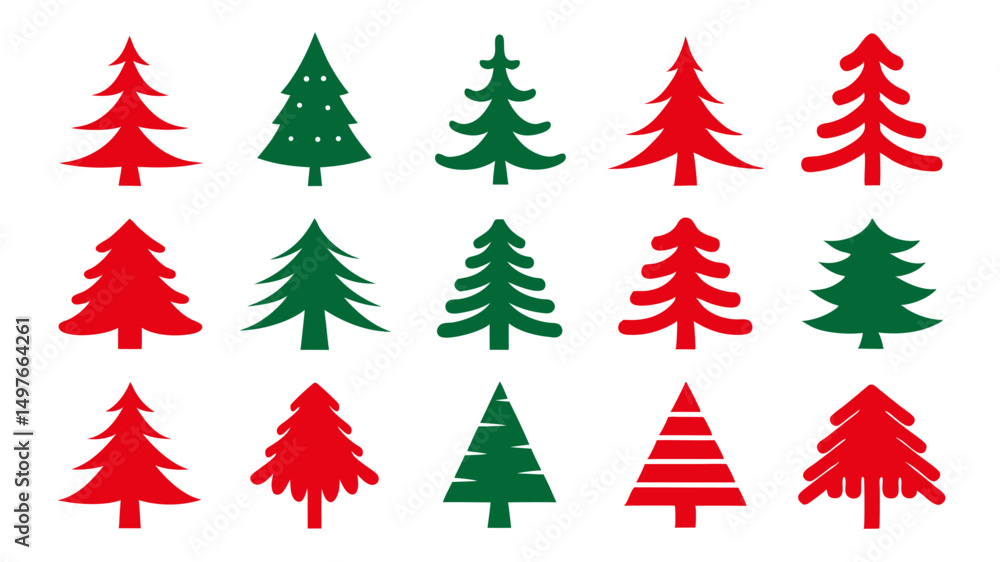 Fototapeta premium set of red and green christmas tree vector.