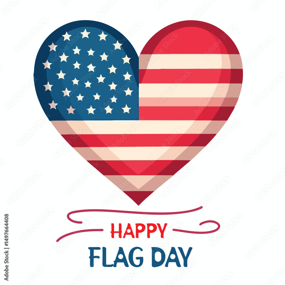Fototapeta premium A scene of the USA celebrating Happy Flag Day in a heart shape.