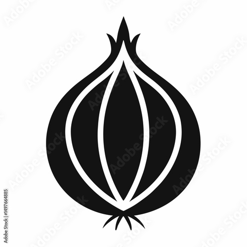Flat Italian Onion Silhouette icon on white background