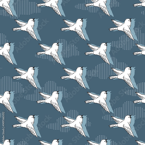 White Winged Wonders Whispers in the Grey Sky can be use for background and apparel design