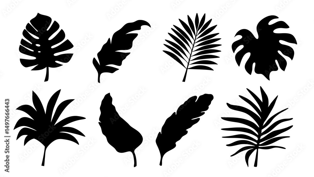 Fototapeta premium silhouette tropical leaves in vector