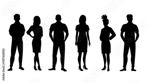 set of a group of standing business people