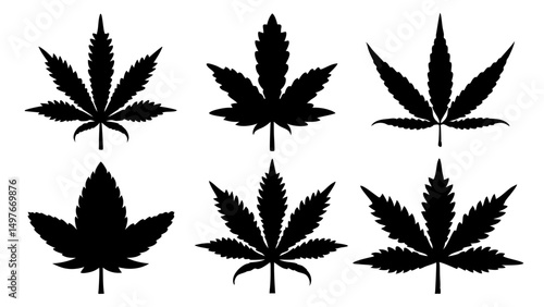 set of marijuana silhouette