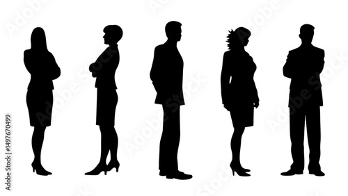 set of a group of standing business people