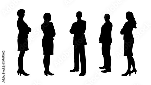 set of a group of standing business people