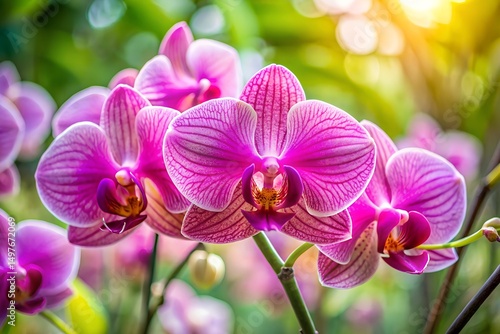 pink orchid on a green background