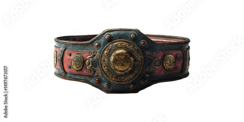Vintage Championship Belt With Ornate Design. Symbol Of Victory And Achievement In Sports Isolated On Transparent Background photo