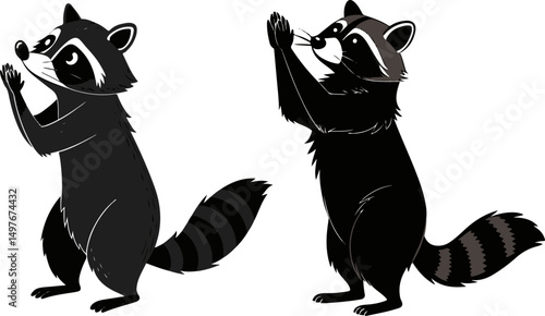 Cute Raccoon Standing - Woodland Wildlife Vector Illustration
