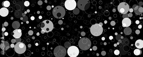 Simple abstract background of cookies and cream milk dots on black. Graphical illustration.
