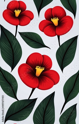 seamless pattern with red poppies