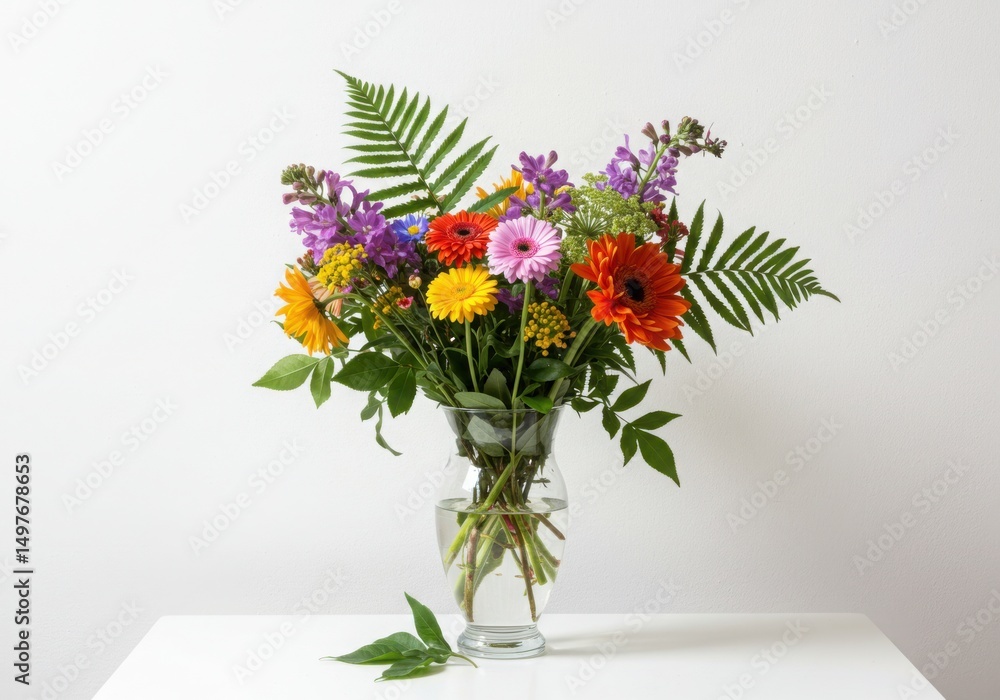 Obraz premium Colorful flower bouquet in vase isolated on transparent background