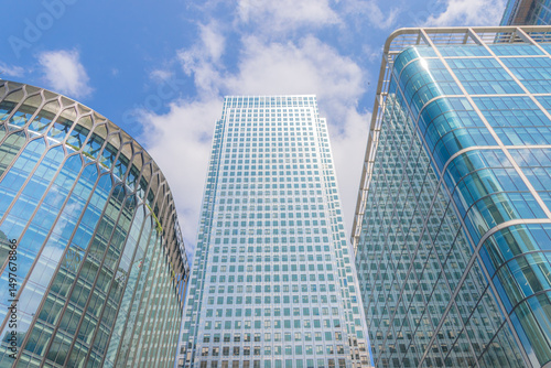 Office buildings in the Canary Wharf financial district in London