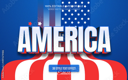 United States of America 3d text effect editable