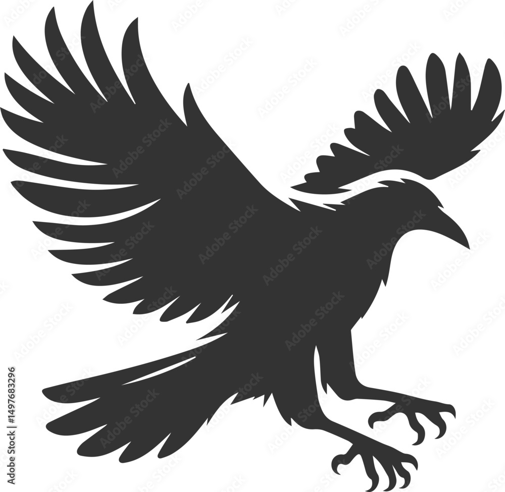 Obraz premium Black bird vector crow silhouette