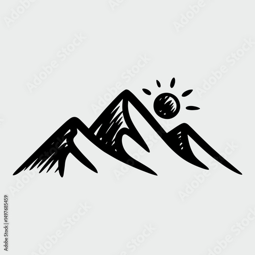 Hand drawing a mountain range silhouette vector