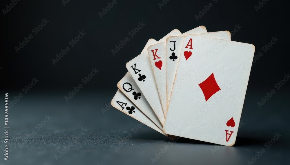 Fototapeta premium An isolated playing card flips, showing its face , white background, vintage