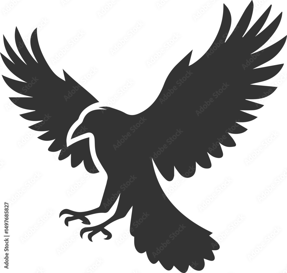 Obraz premium Black bird vector crow silhouette
