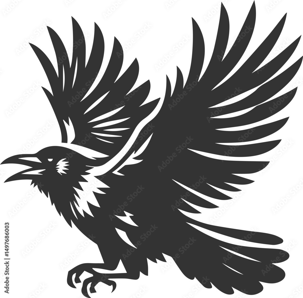 Obraz premium Black bird vector crow silhouette
