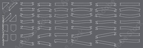 手書き風　リボンフレームセット　装飾用・見出し用・飾り枠にも使えるシンプル素材