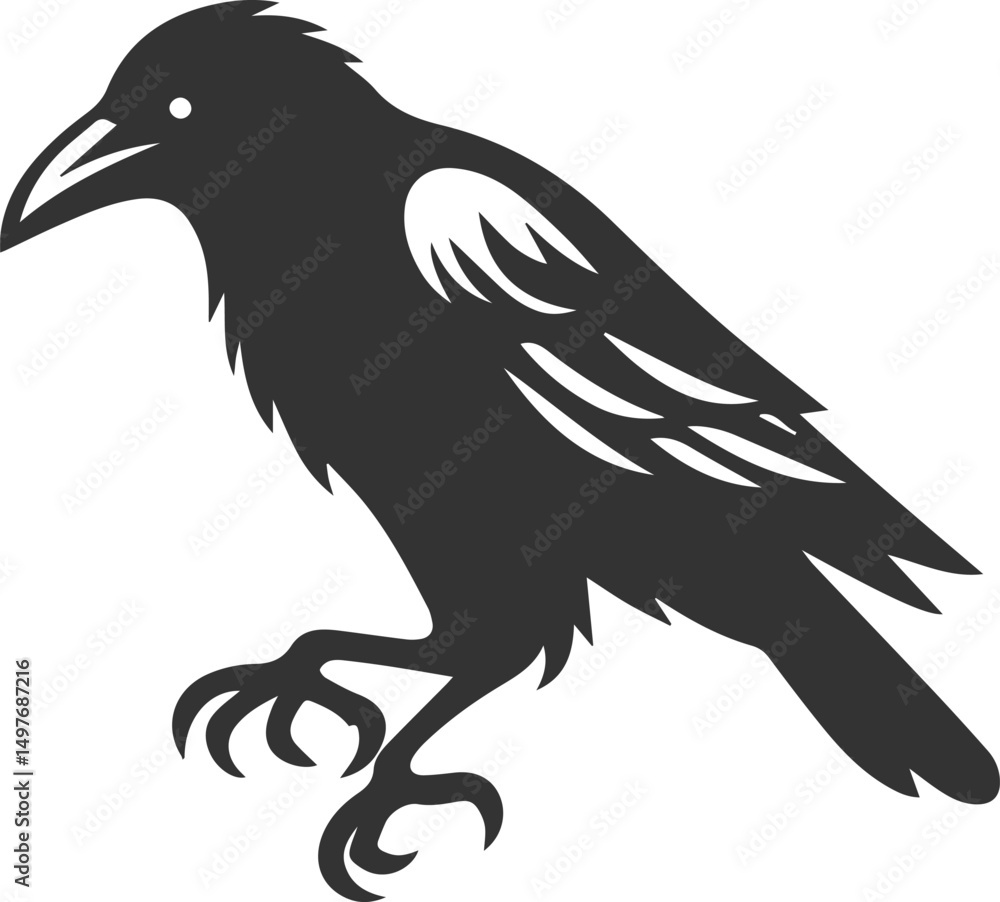 Fototapeta premium Black bird vector crow silhouette