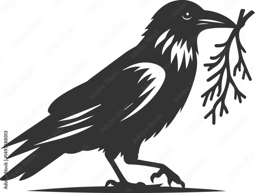 Obraz premium Black bird vector crow silhouette