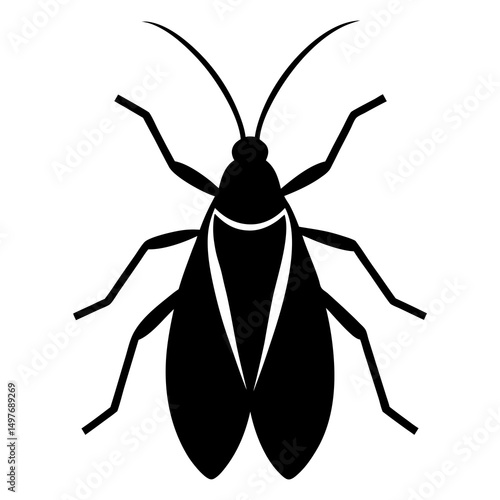 Black and White Cockroach Icon Illustration
