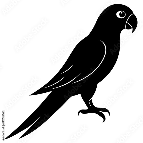 Black Silhouette of a Parrot Bird Profile