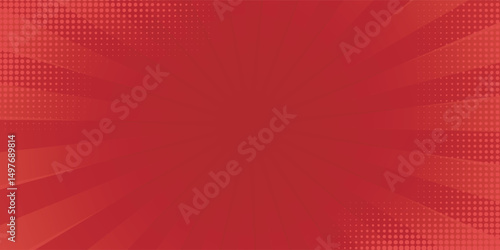 Red comic sunburst effect background with halftone. pop art comic-style vector background. Suitable for templates, sale banners, events, ads, web and pages