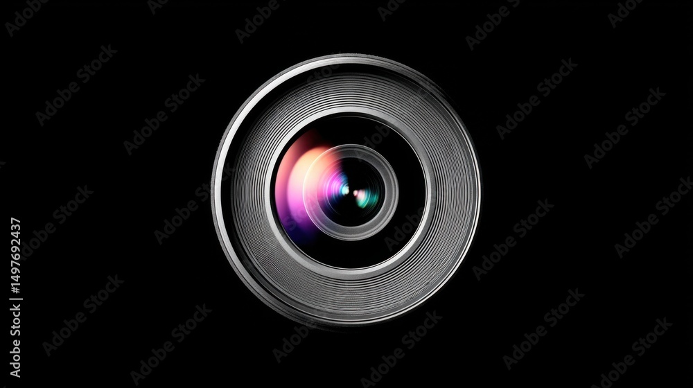 Camera Lens Close-Up on Black Background, Representing Photography Equipment and Technological Innovation for Creative Professionals : Generative AI Camera Lens Close-Up on Black Background, Representing Photography Equipment and Technological Innovation for Creative Professionals : Generative AI