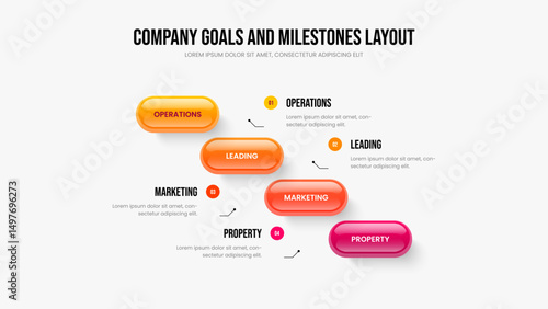 Creative Proposal 4 Step Infographic Frame Template. Financial Introduction Slideshow Design Vector Illustration. Digital Analysis Four Element Diagram Slide Layout.