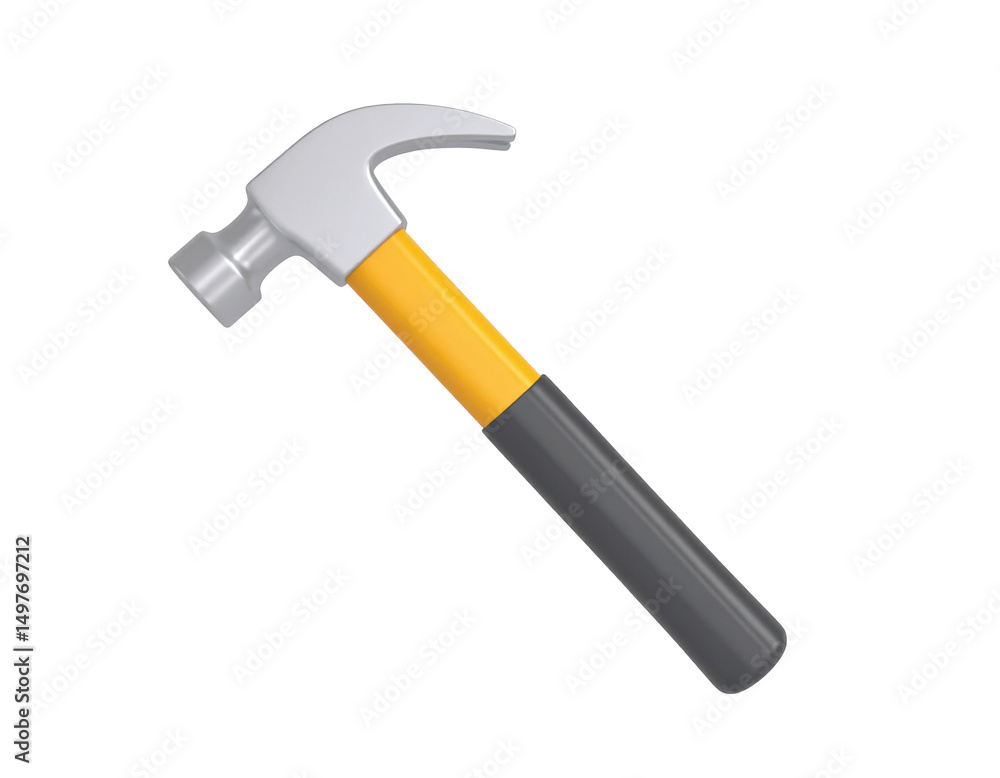 A claw hammer with a yellow and gray handle A claw hammer with a yellow and gray handle