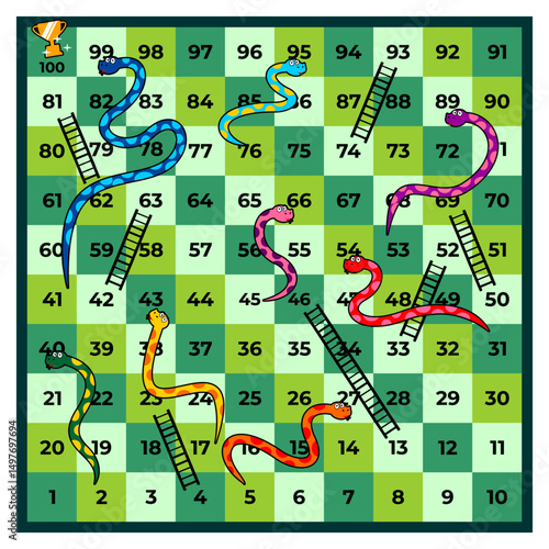 snakes and ladders board game vector art illustration