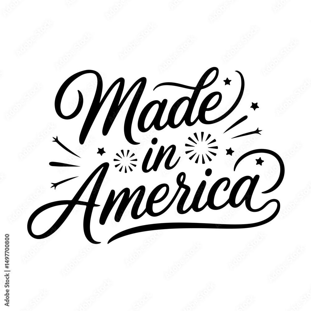 Fototapeta premium Made in America. 4th of July Quotes Vector Design Isolated on White Background