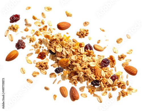 Delicious granola bar with oats, nuts, and dried fruit