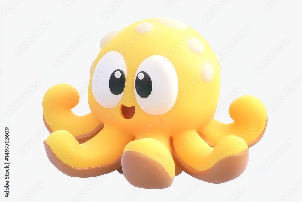 3D Cartoon Octopus Takoyaki with Golden Brown Texture and Mayo Drizzle on White Background in Ultra High Definition 3D Cartoon Octopus Takoyaki with Golden Brown Texture and Mayo Drizzle on White Background in Ultra High Definition