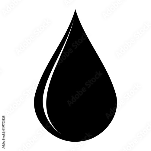 Vector silhouette of water falling droplet isolated on transparent background