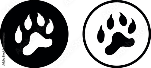 Paw print silhouette. Isolated paw print on white background
