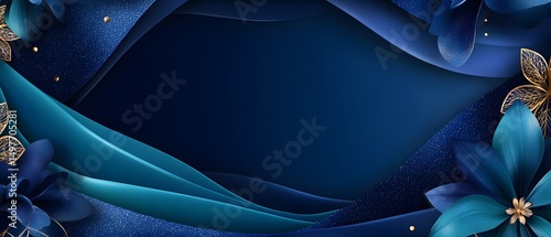 Elegant Blue Gold Floral Background Design