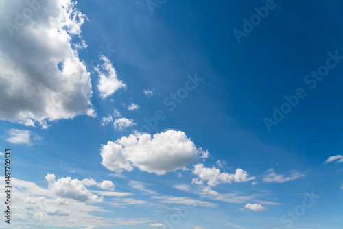 A natural background for graphics of blue sky and white clouds on a sunny day.
