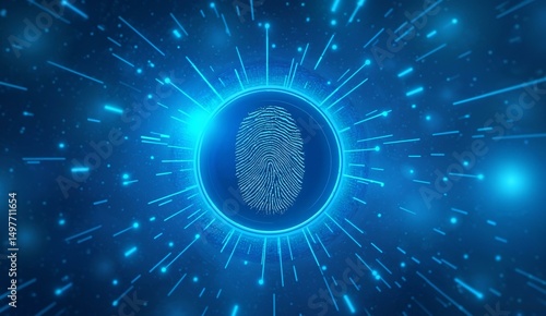 Photos Fingerprint Scan in a Futuristic Digital Interface