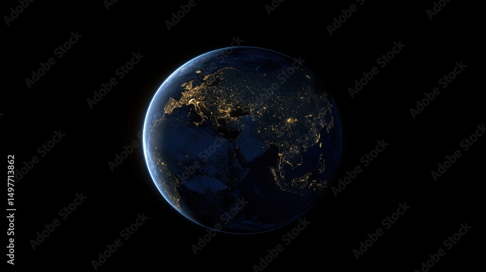 Earth at Night A Stunning Celestial View. Earth at Night A Stunning Celestial View.