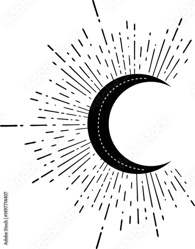 Moon mystic minimalist elegant hand drawing illustration