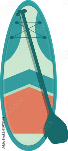Canoe paddle board hand drawing illustration