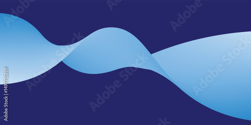 Flowing dark blue curve shape with soft gradient vector abstract background, relaxing and tranquil art, can illustrate health medical or sound of music.
