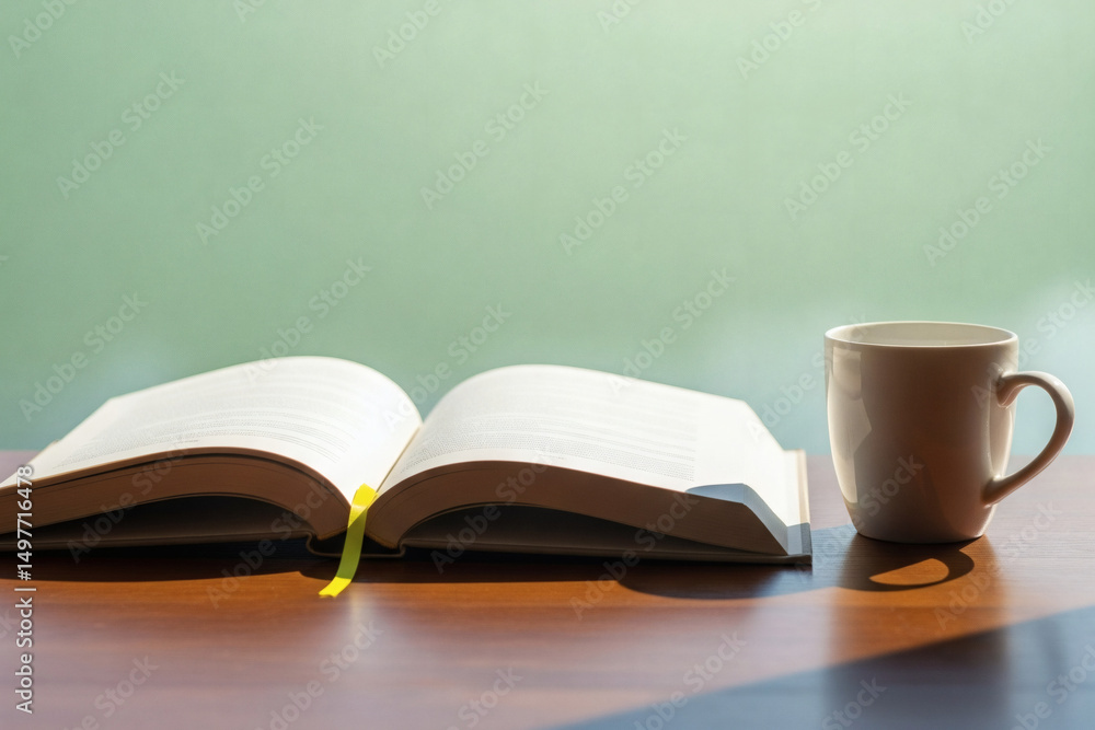 Naklejka premium Moment lecture et café 